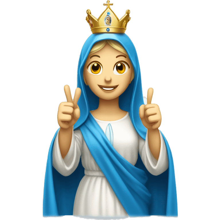 blessed virgin mary thumbs up, with blue veil, with crown, with halo, catholic emoji