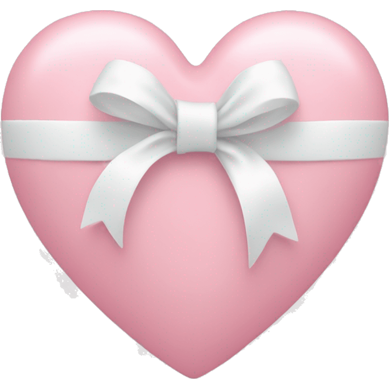 Pastel pink heart with white bow emoji