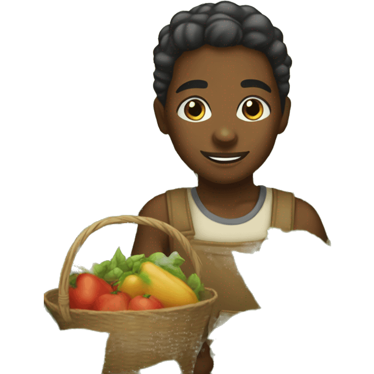 Young African American picking crops from a field  emoji