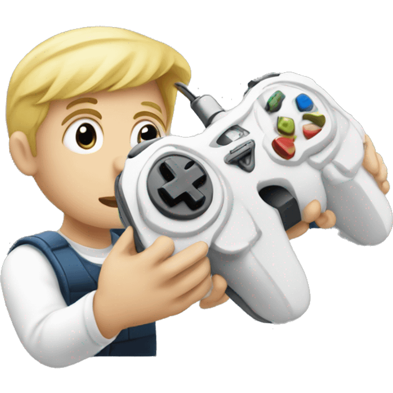 White kid playing videogames emoji