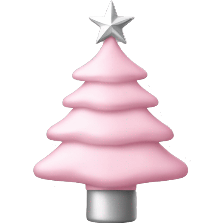 Light Pink Christmas tree with a silver star on top emoji