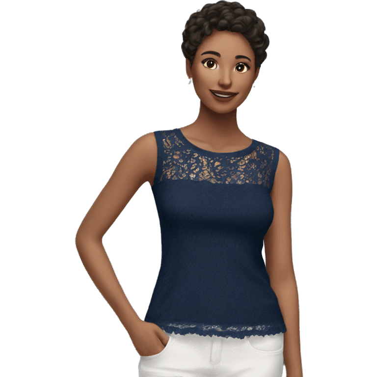  Navy blue top with lace emoji