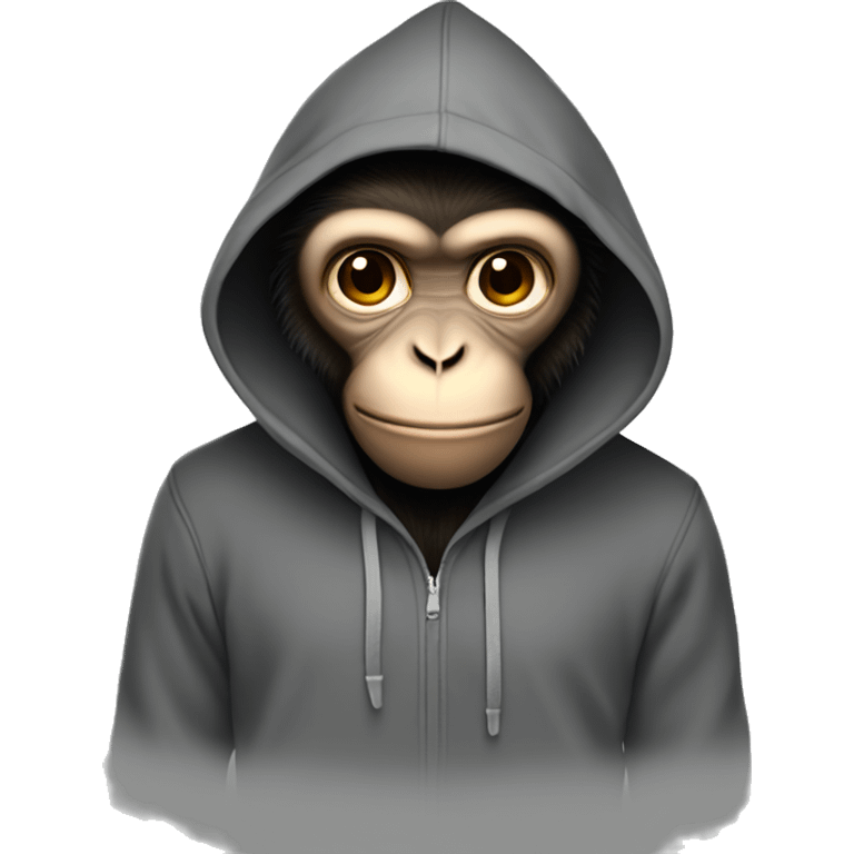 Monkey looking mysterious with hoodie emoji