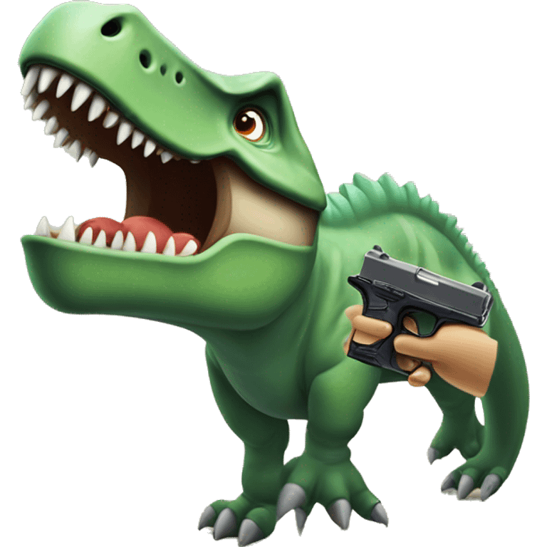 dinosaurio con pistola emoji