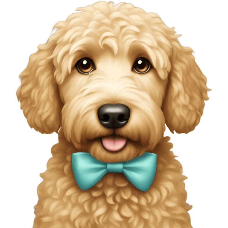 Golden doodle with bow emoji