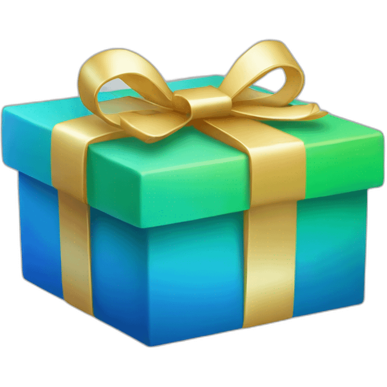 3d smooth gift box with rounded corners gradient blue to green emoji