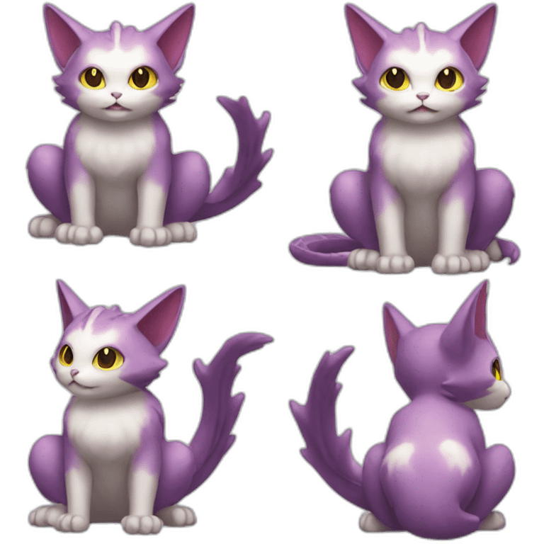 Sitting-bicolor-cat-dragon-type-pokemon emoji