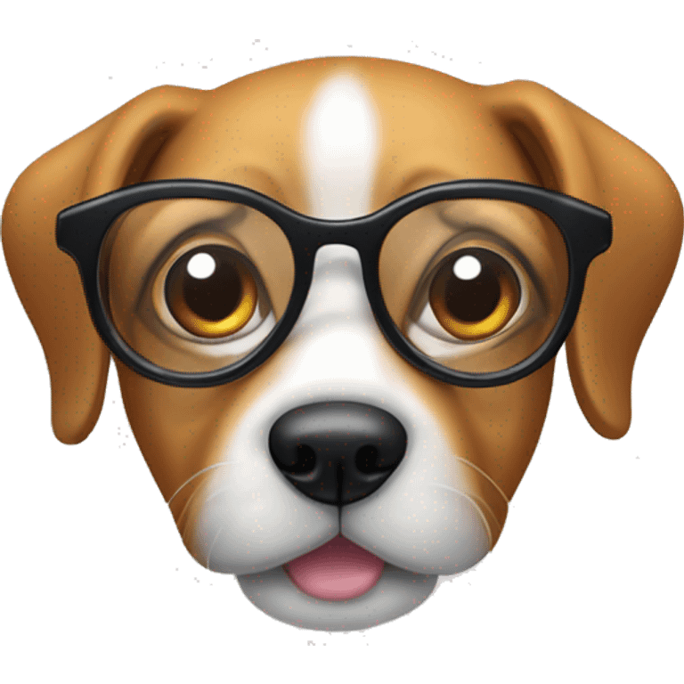 Perro tierno con lentes filosofico emoji