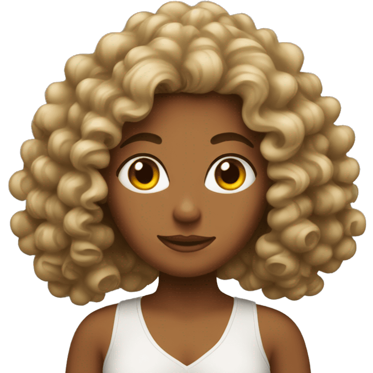 Long Curly haired tanned woman emoji