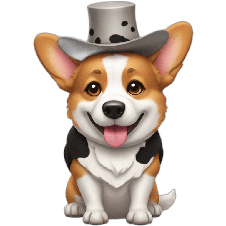 corgi that is dressed up like a cow emoji