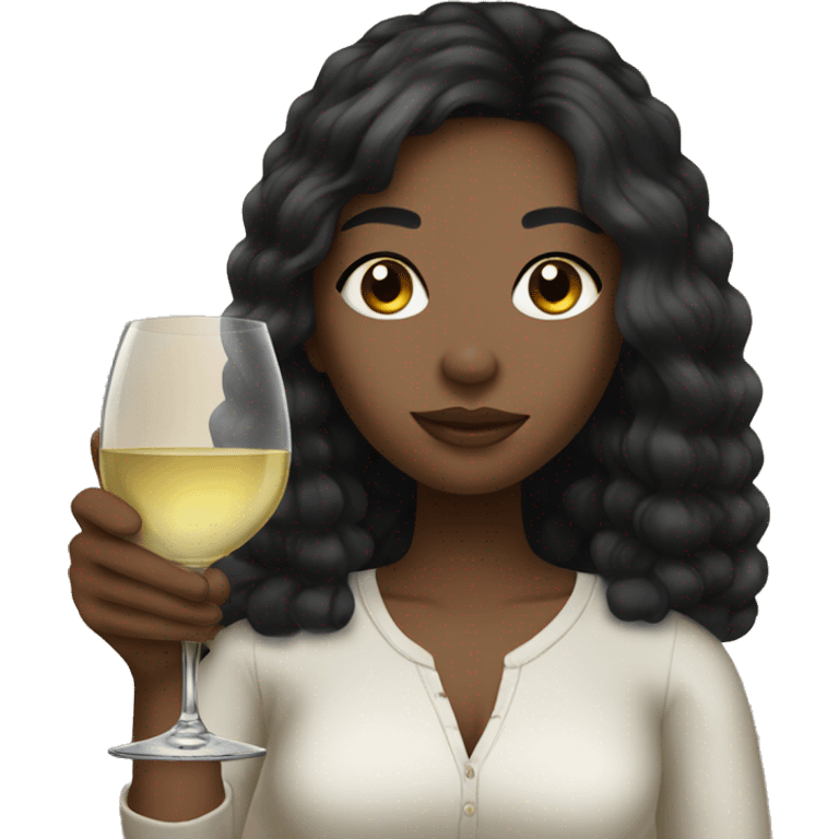 black hair, light skinned girl sipping wine emoji