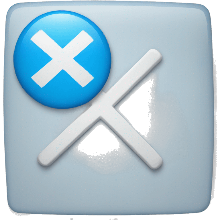 Blue round button with white letter X emoji