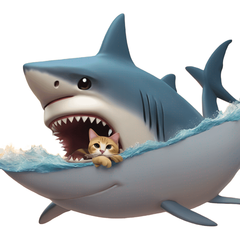 Shark riding a cat into a sunset  emoji