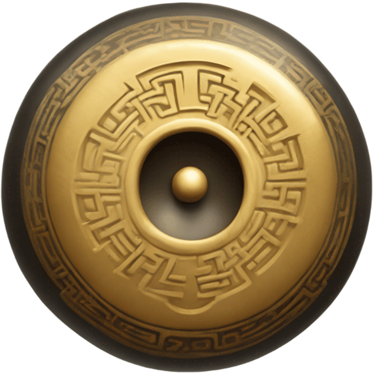 Feng shui zen chinese gong with a mallet striking him producing song emoji