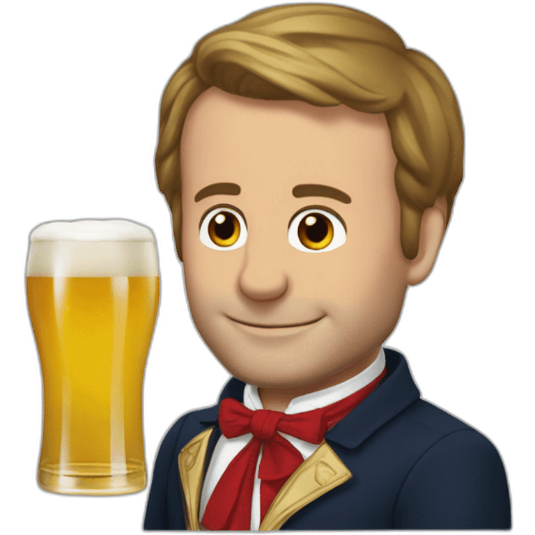 Macron buvant une bière emoji