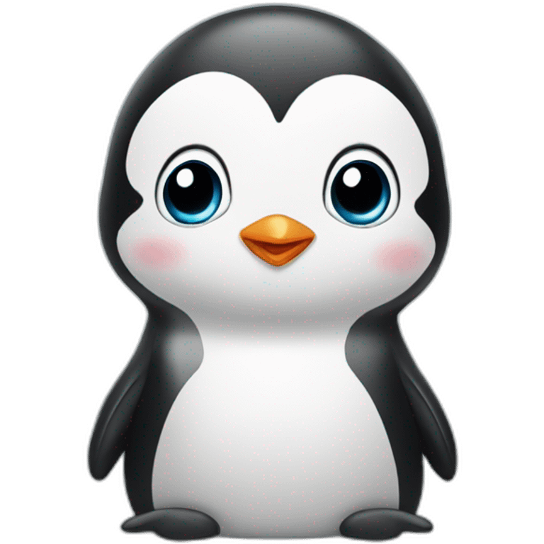 a computer screen showing a cute baby penguin emoji