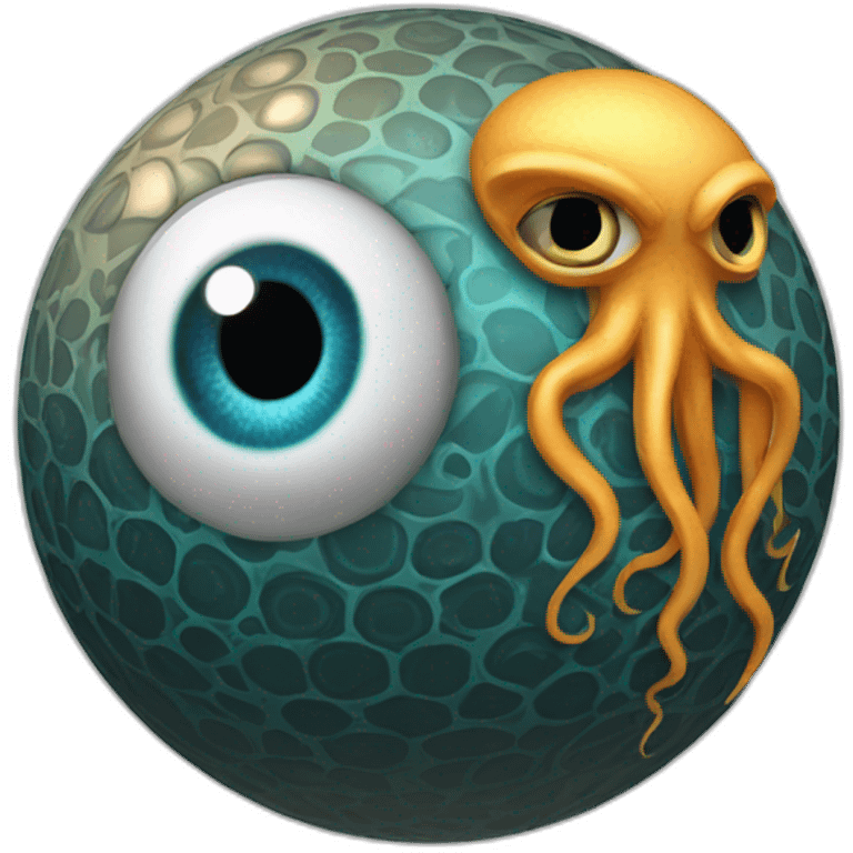 3d sphere with a cartoon Squid skin texture with Eye of Horus emoji