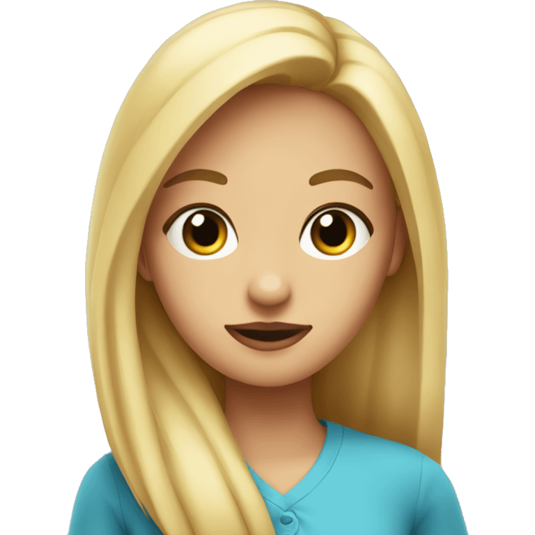 Chica rubia con pelo largo y ojos azules emoji