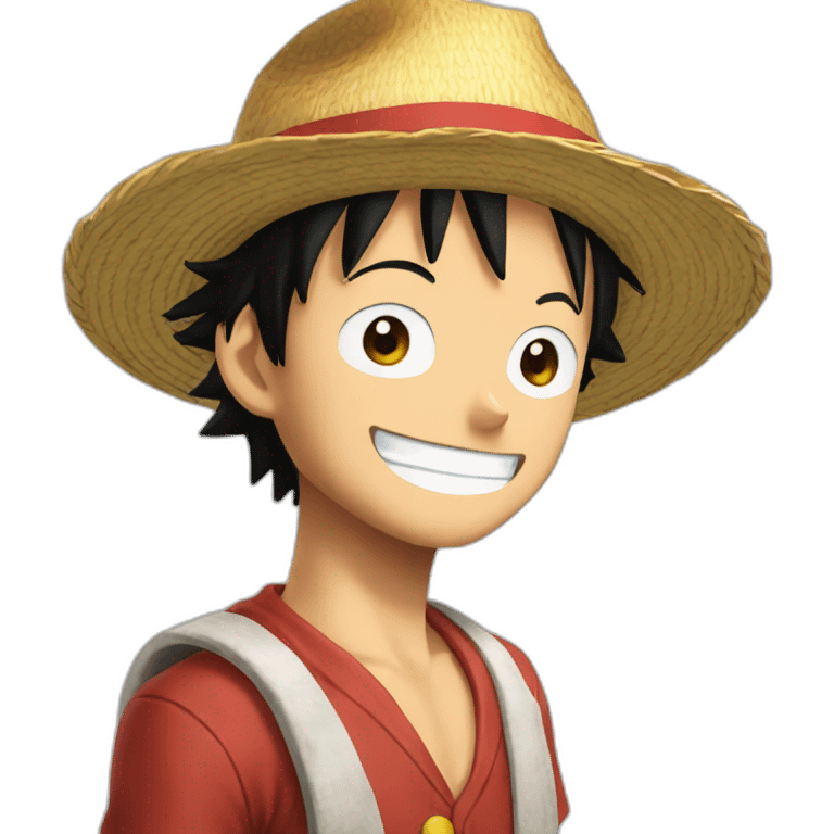 Luffy smiling wearing his hat emoji