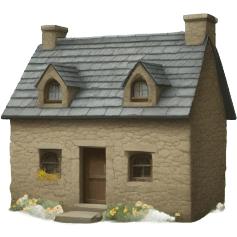 Stone cottage house emoji