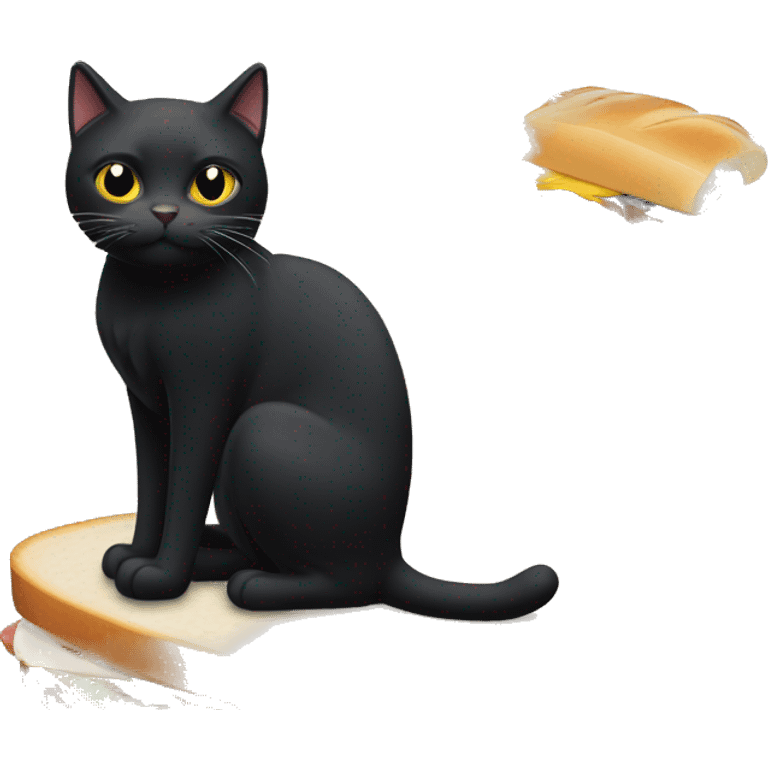 Sad black cat eating jimmy John’s sandwich  emoji