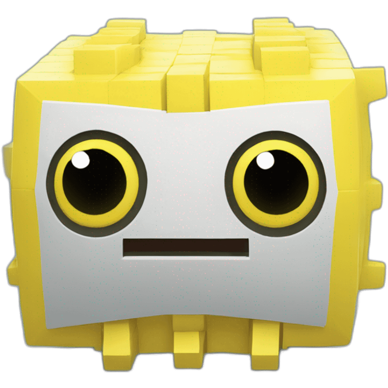 cube yellow fugu fish with two fins in minecraft style full size emoji