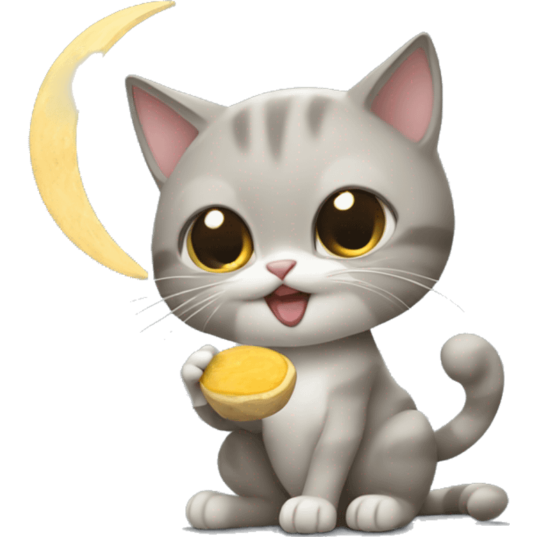 Cat eating moon emoji