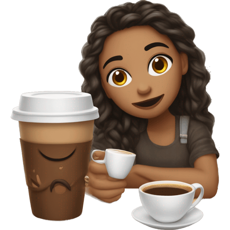 uma menina a beber um café quente aesthetic emoji