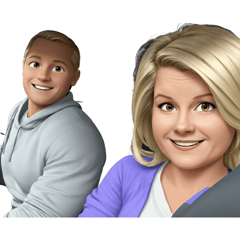 blonde girl with smiling boy emoji