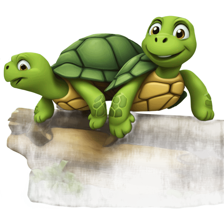 Two turtles on a log emoji