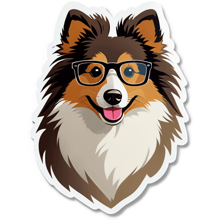 shetland sheepdog with glasses emoji