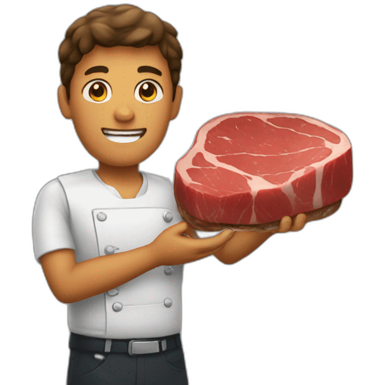 Person holding a steak emoji