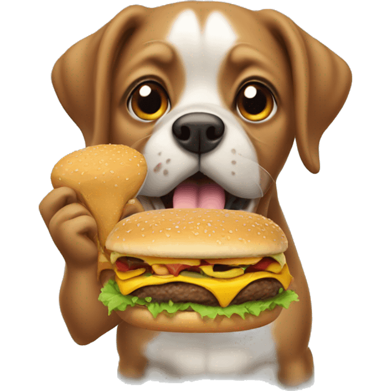 Dog eating hamburger  emoji