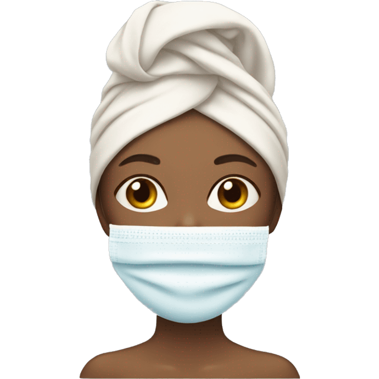 girl with skincare face mask on and towel on head emoji