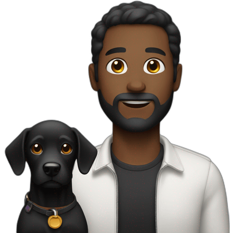 Man with a black dog emoji