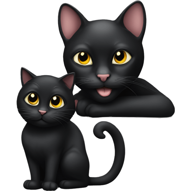 Black cat with mouse emoji