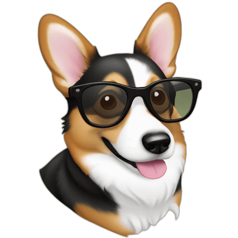 Corgi negro con gafas de sol emoji