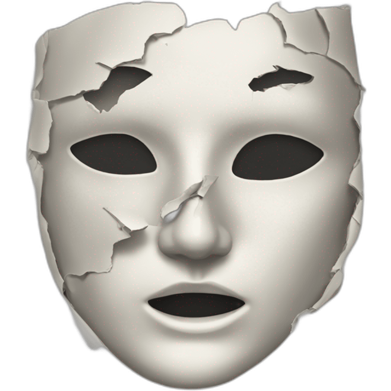 Torn mask superimposed on the face emoji