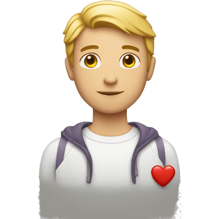 a white man holding a heart emoji