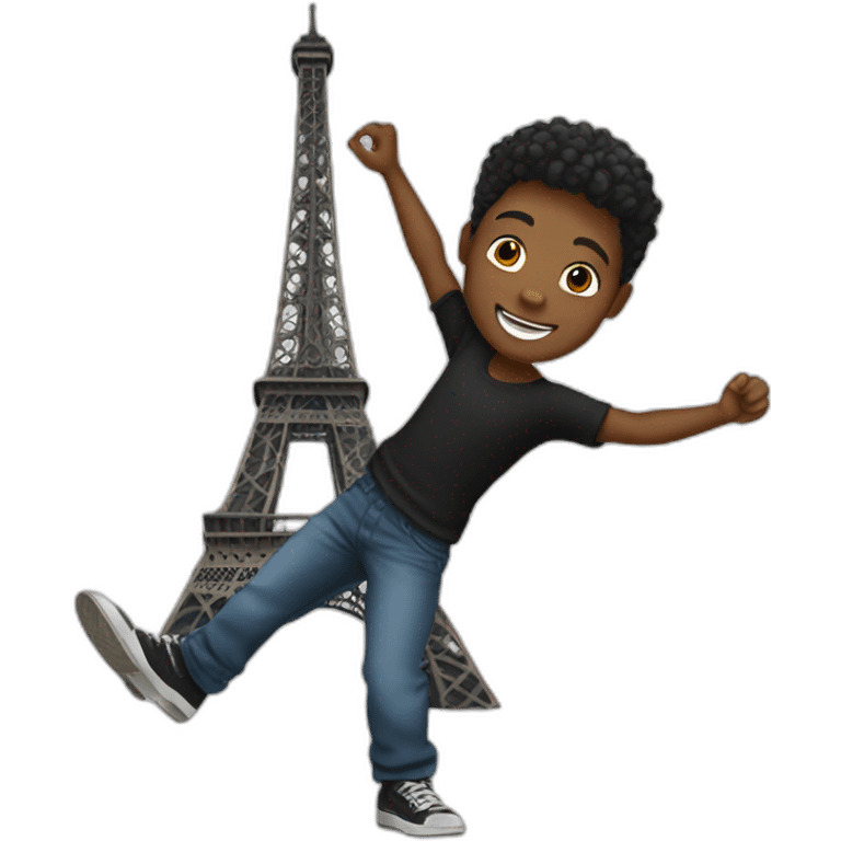 Black boy dancing at Eiffel Tower emoji