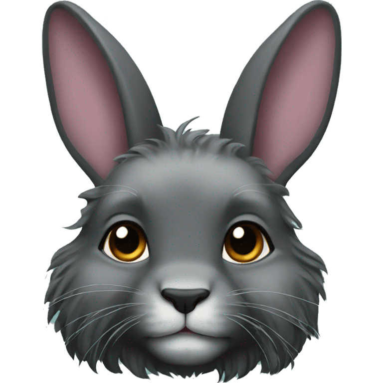 Black lionhead rabbit emoji