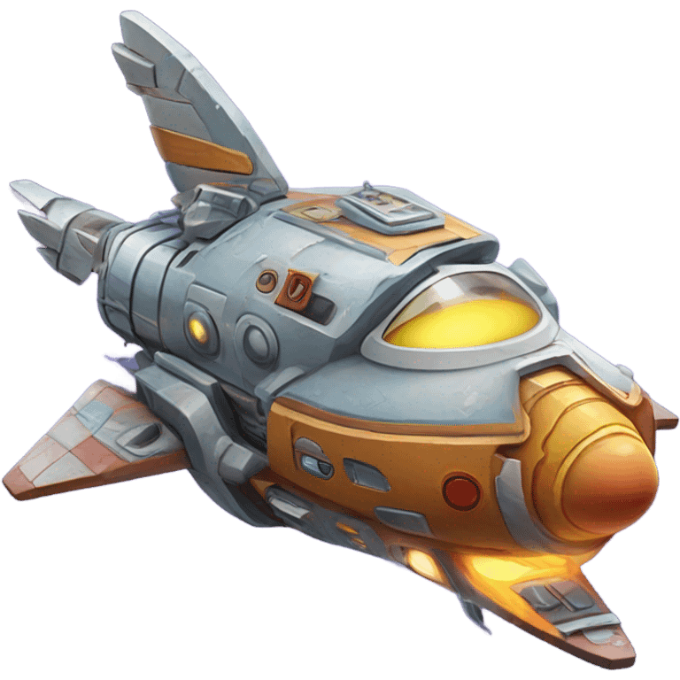 broken space ship, cartoony emoji