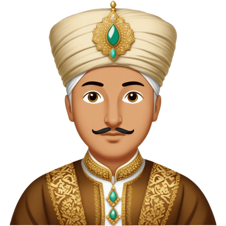 Suleiman the Magnificent – Cinematic Realistic Portrait of Suleiman the Magnificent, depicted as a regal Ottoman sultan in luxurious traditional attire with intricate patterns and a golden turban, his commanding gaze illuminated by warm, historic lighting, exuding majestic authority and timeless grandeur. emoji