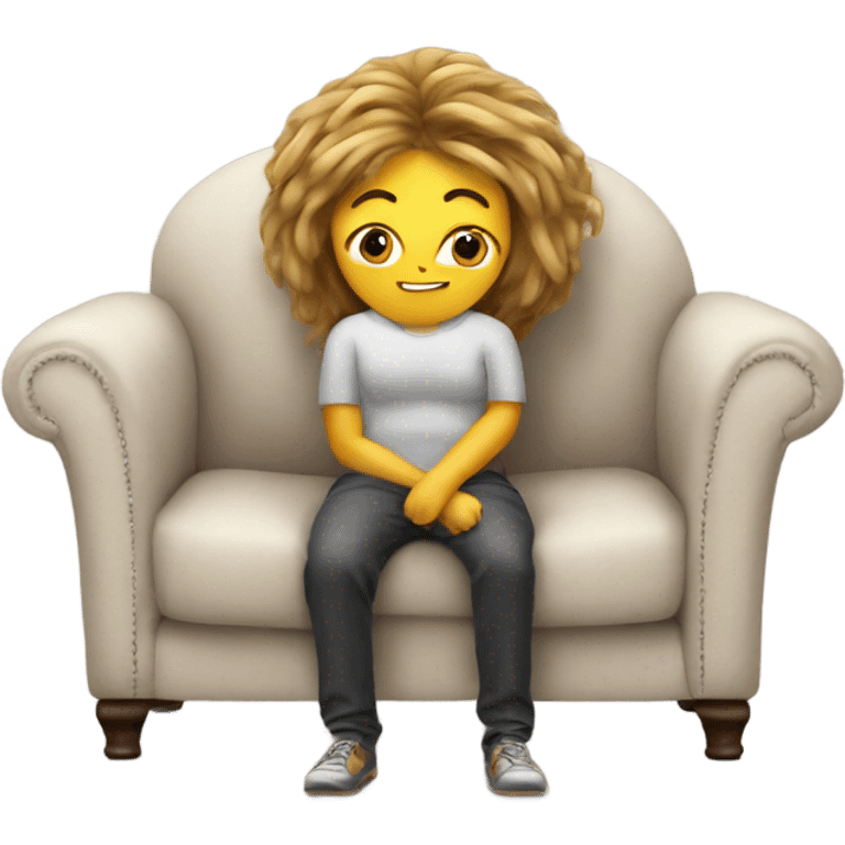 Couch potato with girl hair emoji