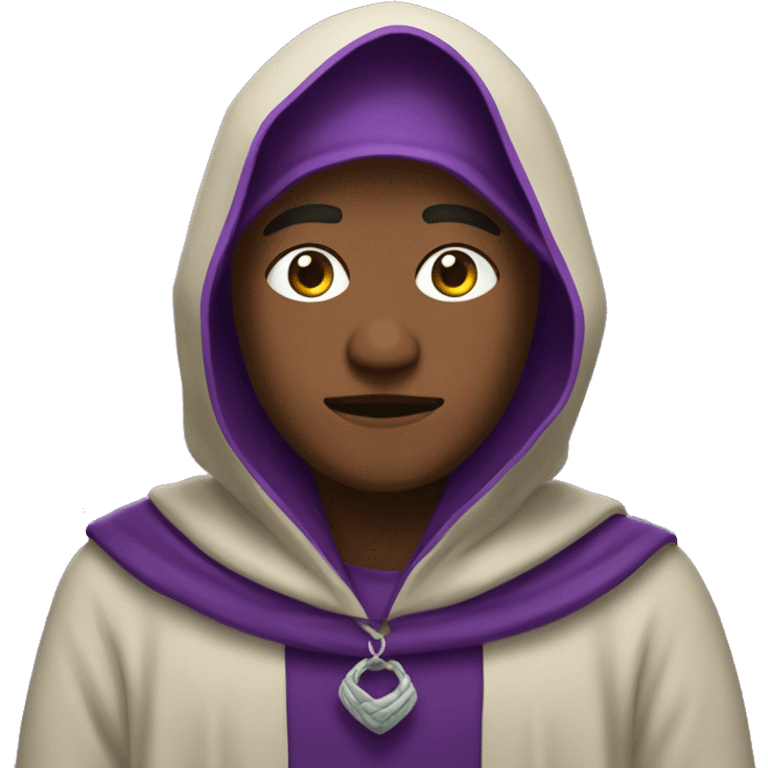 Ruana con capucha morada emoji