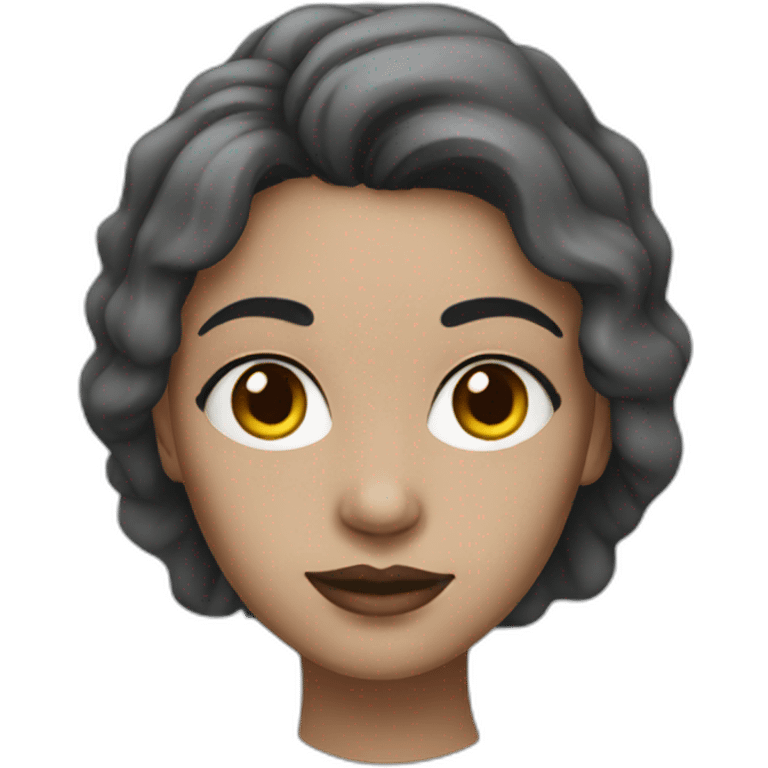 woman with gray skin and completely black eyes emoji