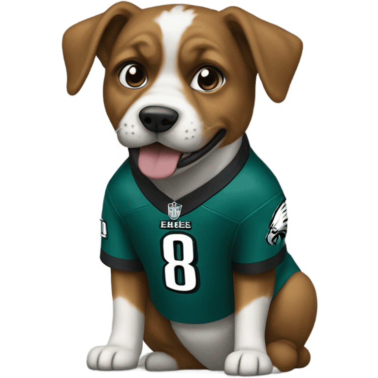 Dog wearing Philadelphia eagles jersey emoji