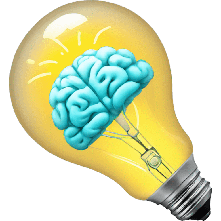 illuminated brain inside the light bulb emoji