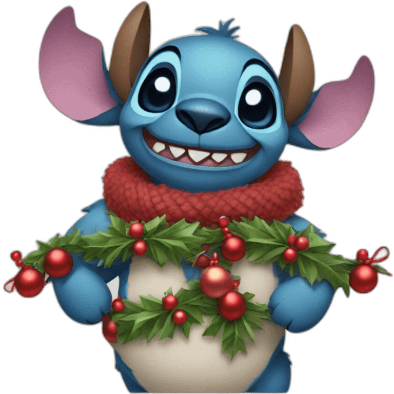 Stitch with christmas garlands emoji