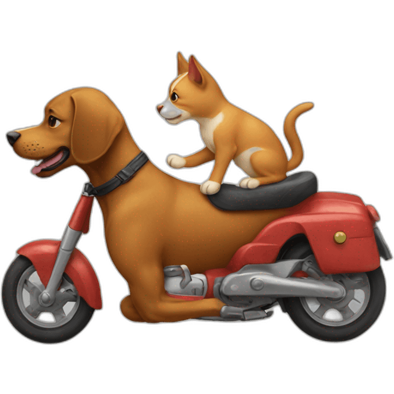 cat ride dog emoji